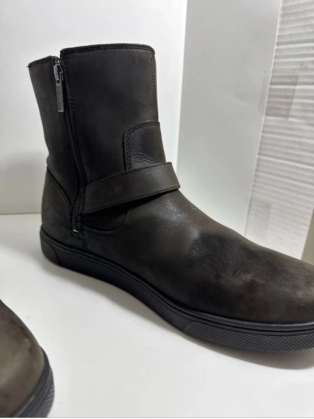 Harley-Davidson  Leather Buckle Ankle Boots Side Zipper
